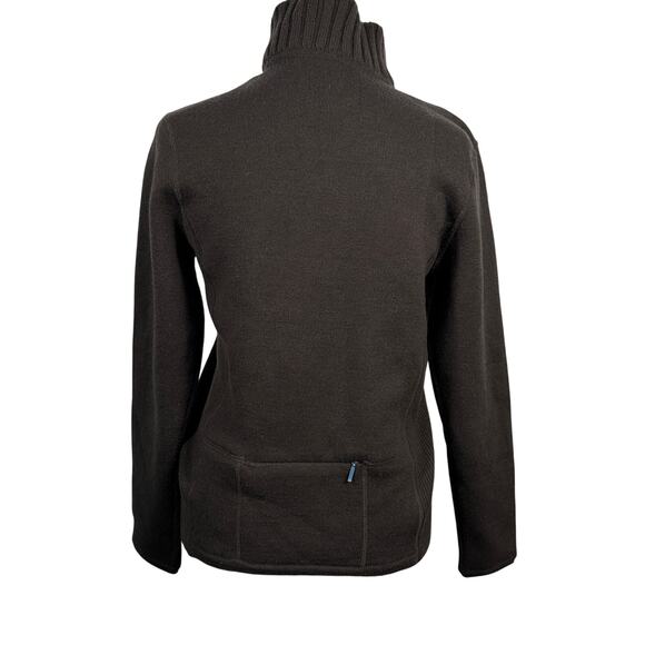 Title Nine Wool Blend Moto Knit Sweater XS Brown Teal Asymmetrical Zip Jacket - Picture 3 of 14